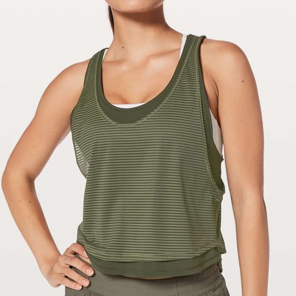 LULULEMON Lean In Tank Sage / Dark Olive Green Size 4 H05